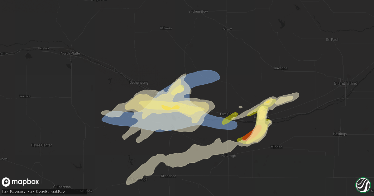 Hail map in Lexington, NE on May 5, 2023