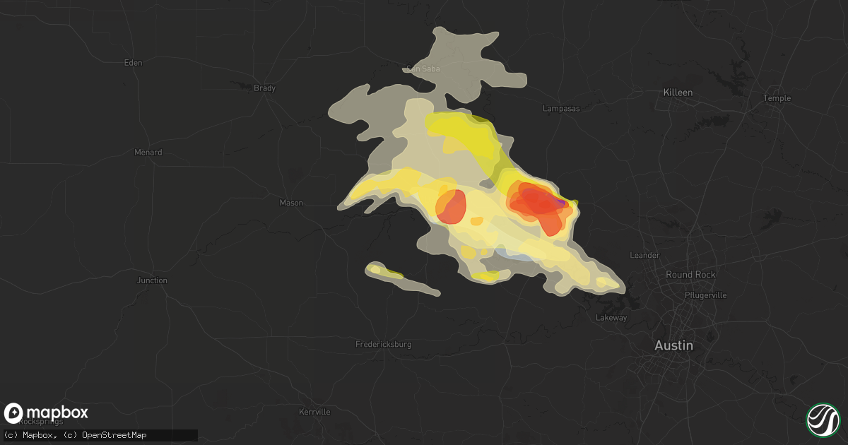 Hail map in Llano, TX on May 5, 2023