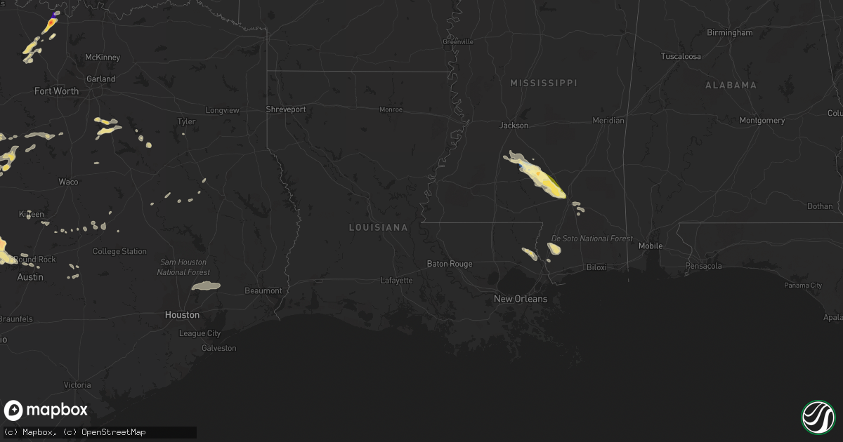 Hail map in Louisiana on May 5, 2023
