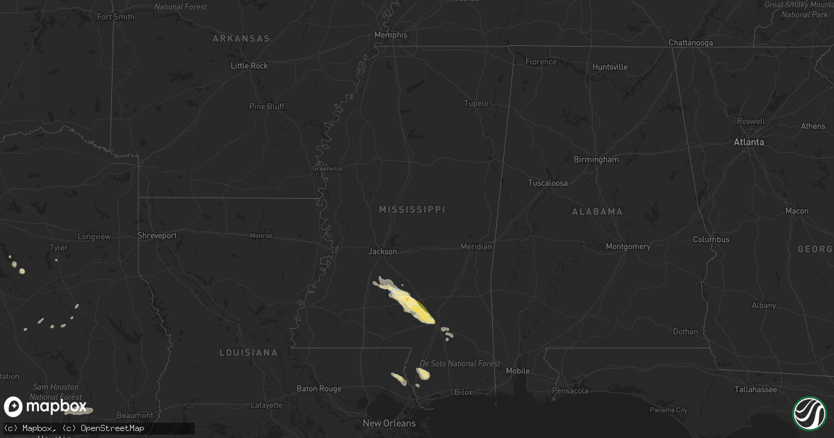 Hail map in Mississippi on May 5, 2023