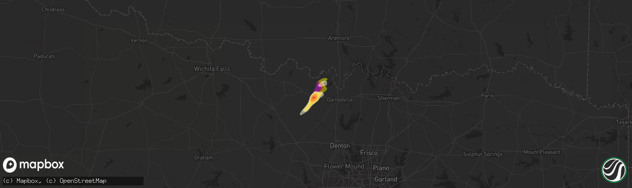 Hail map in Muenster, TX on May 5, 2023