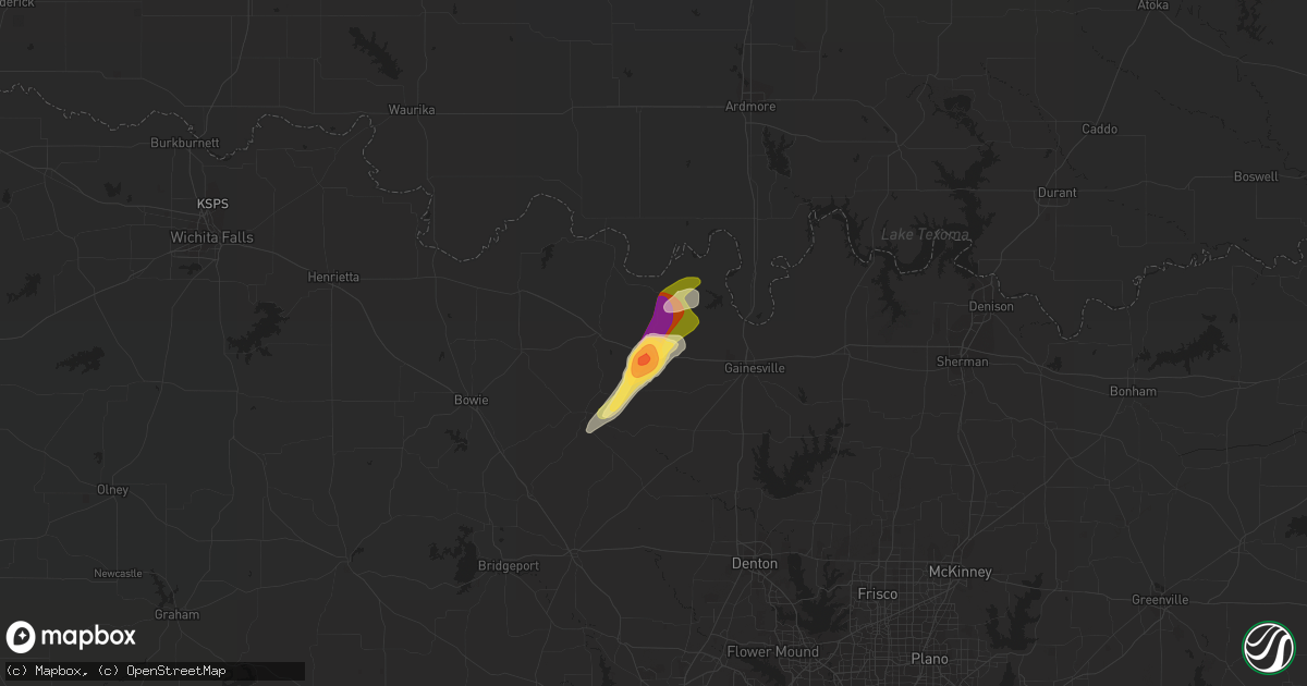 Hail map in Muenster, TX on May 5, 2023