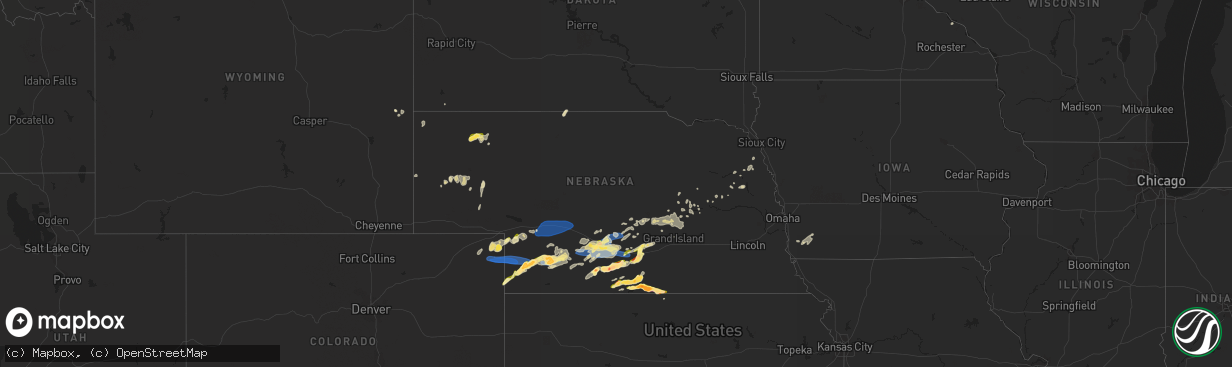 Hail map in Nebraska on May 5, 2023
