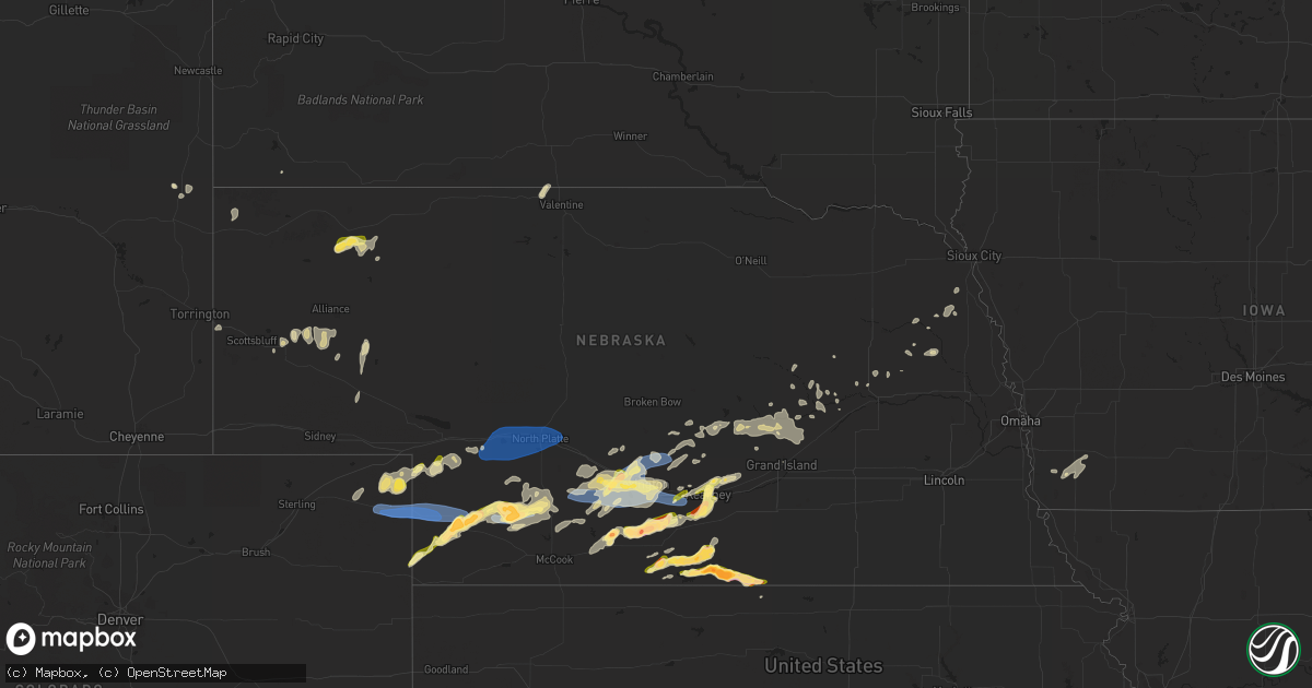 Hail map in Nebraska on May 5, 2023