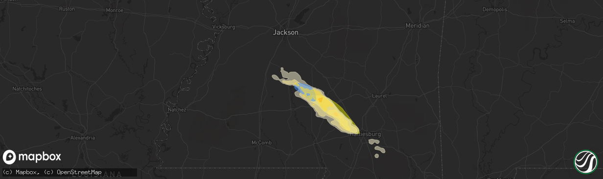 Hail map in Newhebron, MS on May 5, 2023