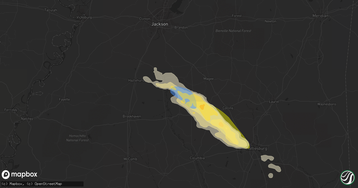 Hail map in Newhebron, MS on May 5, 2023