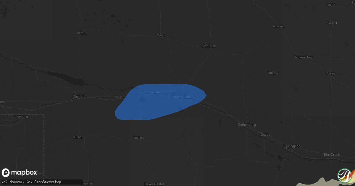Hail map in North Platte, NE on May 5, 2023