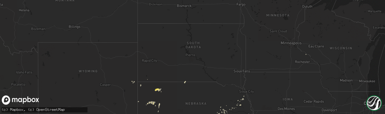 Hail map in South Dakota on May 5, 2023