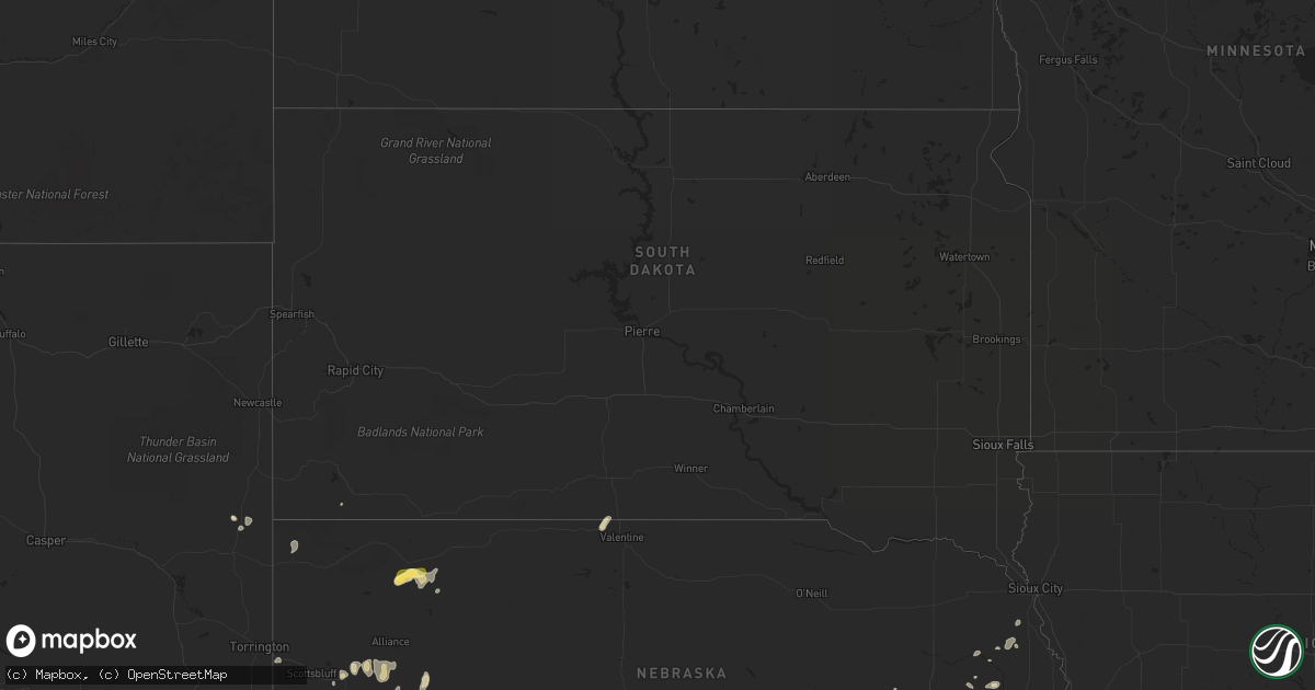 Hail map in South Dakota on May 5, 2023