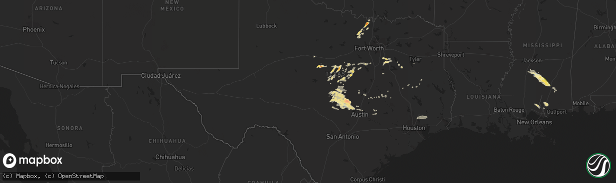 Hail map in Texas on May 5, 2023