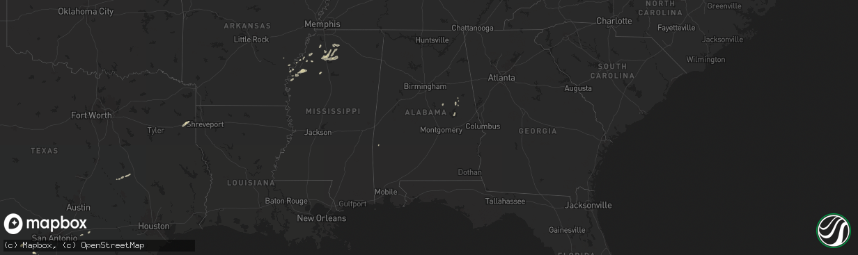 Hail map in Alabama on May 5, 2024