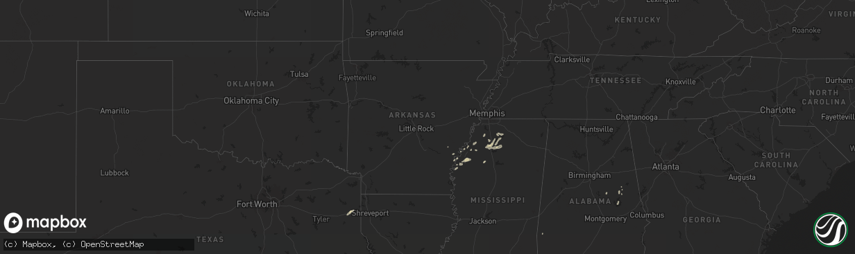 Hail map in Arkansas on May 5, 2024