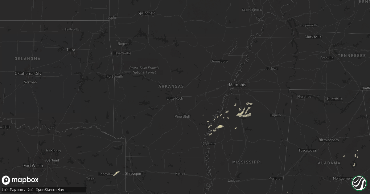 Hail map in Arkansas on May 5, 2024
