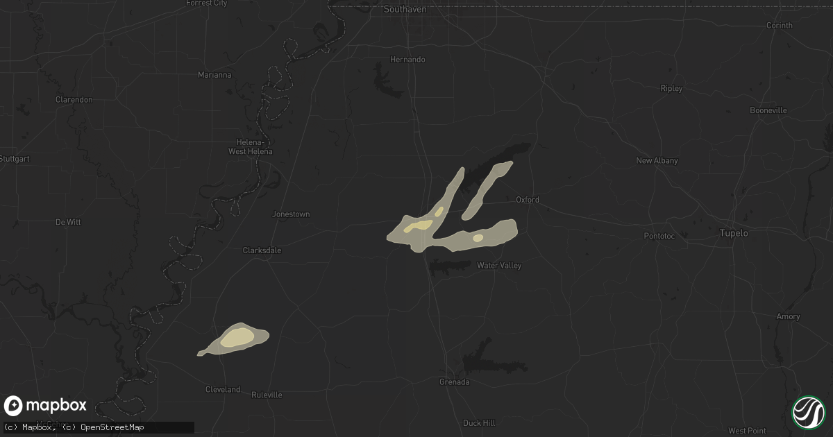 Hail map in Batesville, MS on May 5, 2024