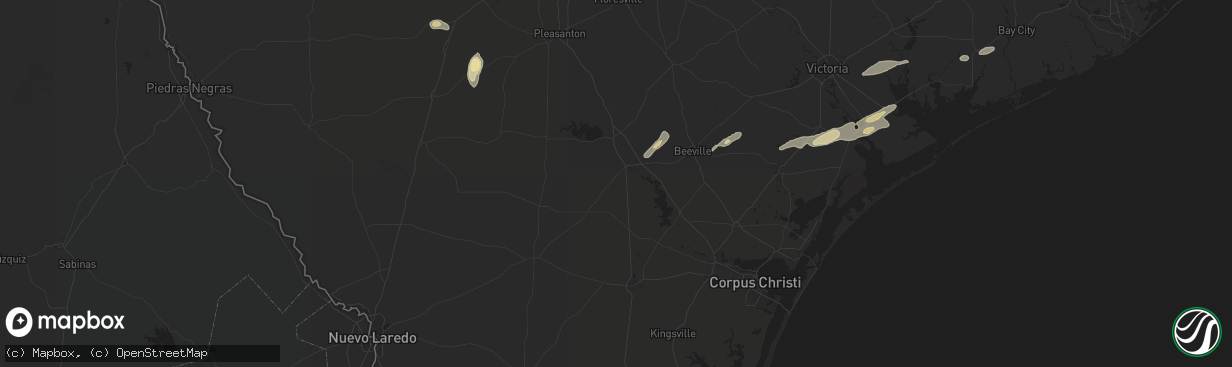 Hail map in George West, TX on May 5, 2024