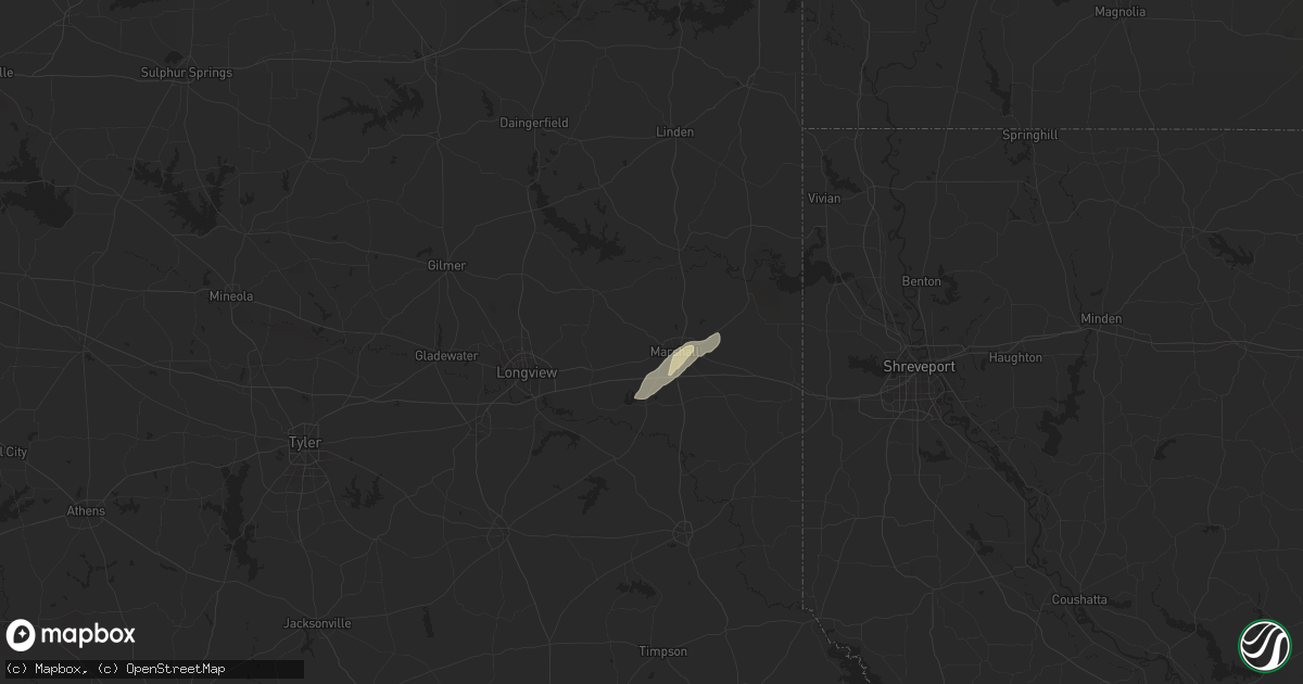 Hail map in Marshall, TX on May 5, 2024