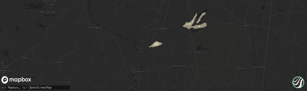 Hail map in Mound Bayou, MS on May 5, 2024