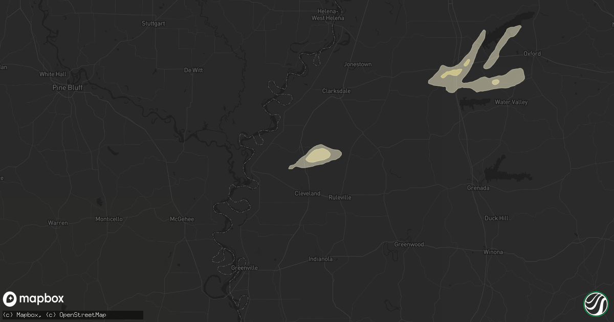 Hail map in Mound Bayou, MS on May 5, 2024