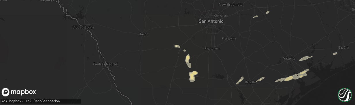 Hail map in Pearsall, TX on May 5, 2024
