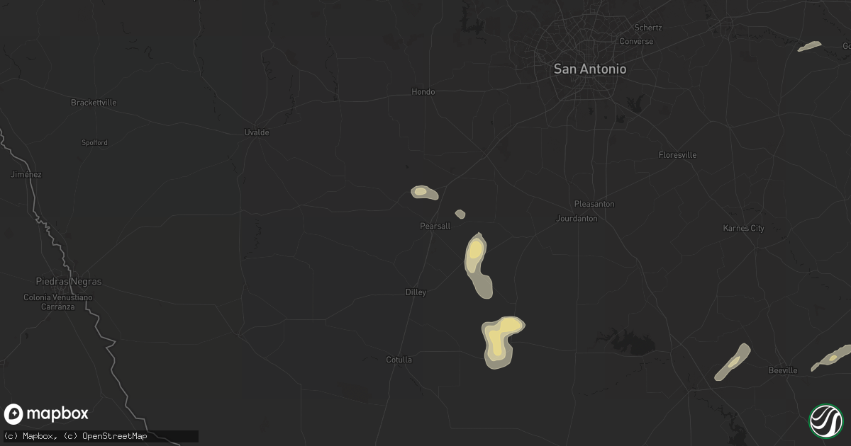 Hail map in Pearsall, TX on May 5, 2024