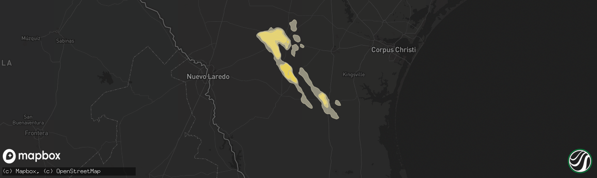 Hail map in Realitos, TX on May 5, 2024