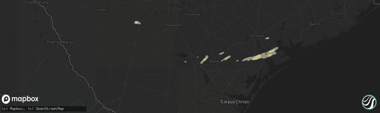 Hail map in Three Rivers, TX on May 5, 2024