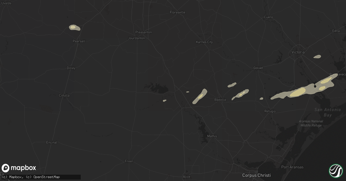 Hail map in Three Rivers, TX on May 5, 2024