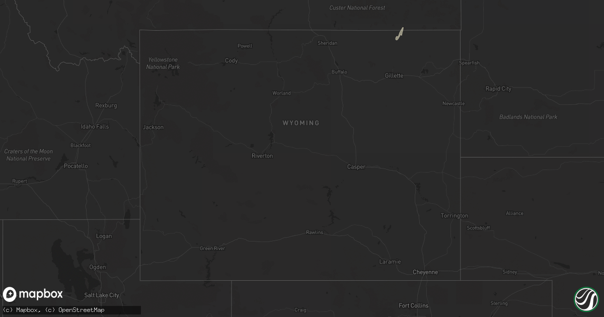Hail map in Wyoming on May 5, 2024