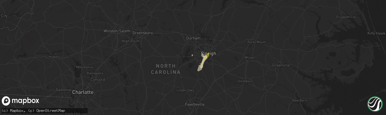 Hail map in Apex, NC on May 5, 2025