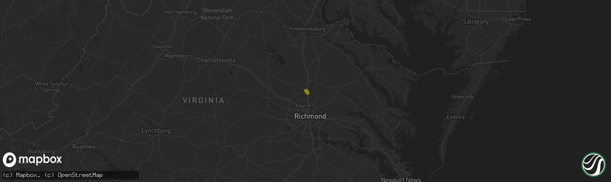 Hail map in Ashland, VA on May 5, 2025
