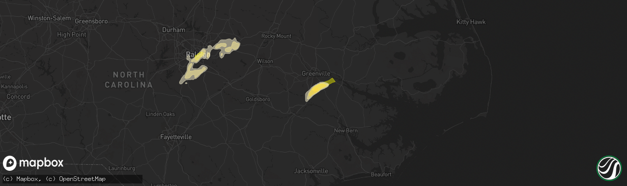 Hail map in Ayden, NC on May 5, 2025