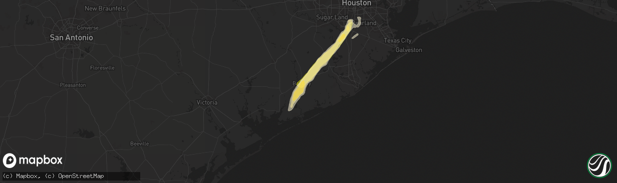 Hail map in Bay City, TX on May 5, 2025