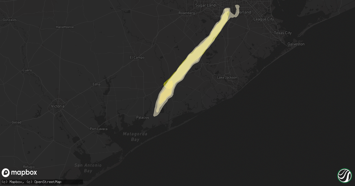 Hail map in Bay City, TX on May 5, 2025