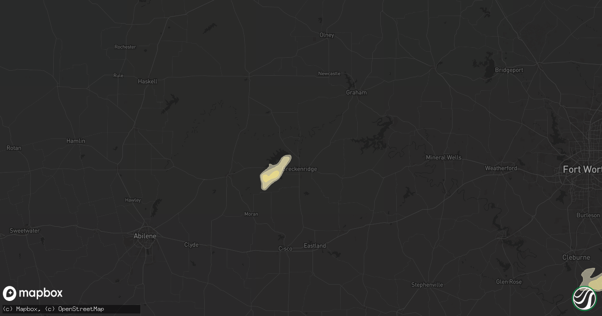 Hail map in Breckenridge, TX on May 5, 2025