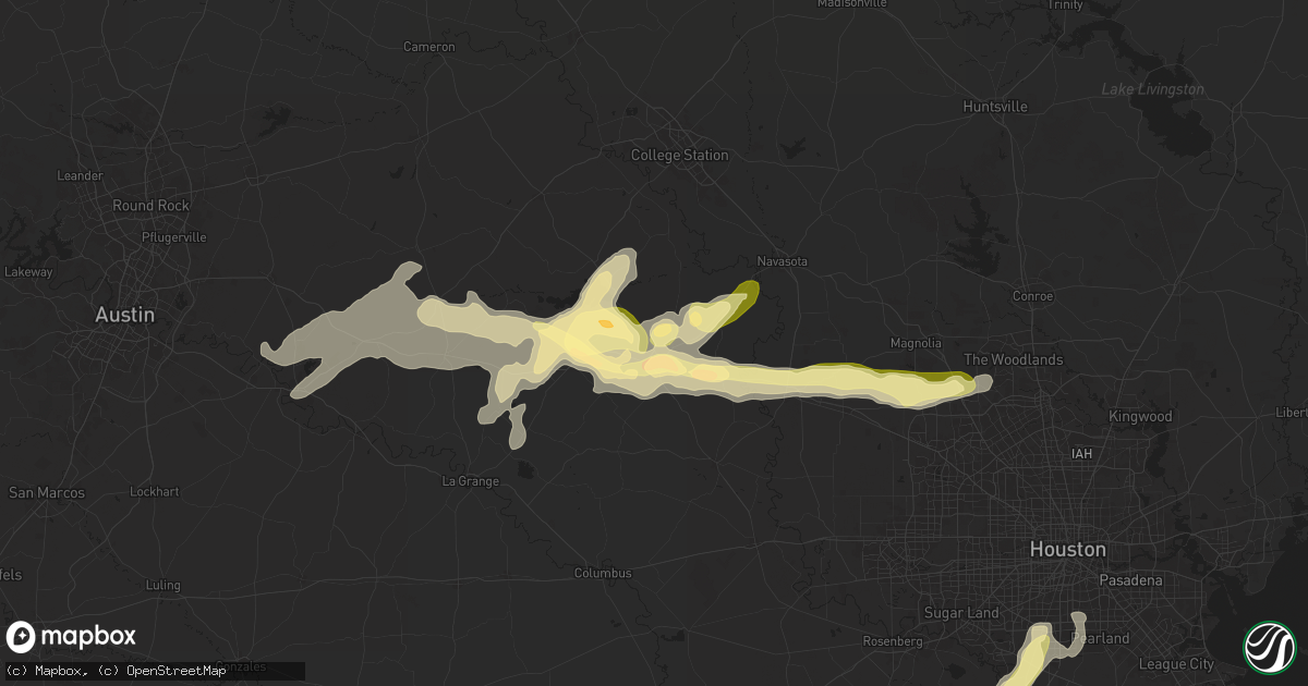 Hail map in Brenham, TX on May 5, 2025