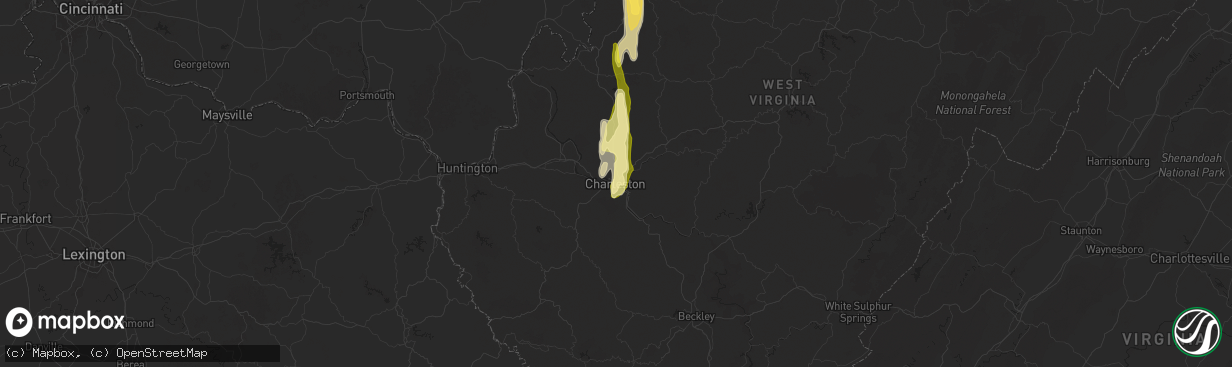 Hail map in Charleston, WV on May 5, 2025