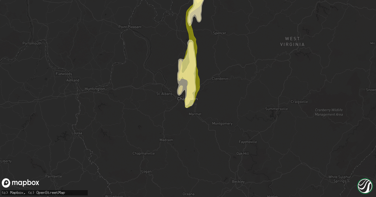 Hail map in Charleston, WV on May 5, 2025