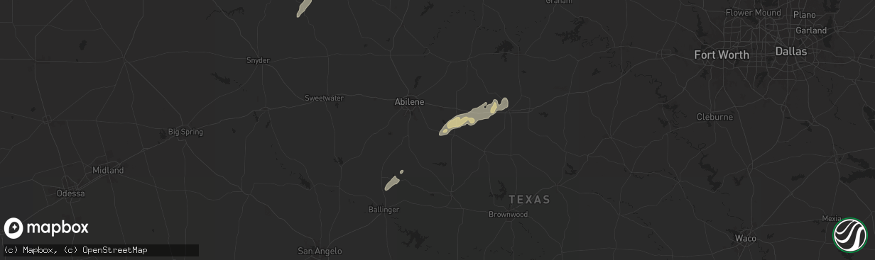 Hail map in Clyde, TX on May 5, 2025