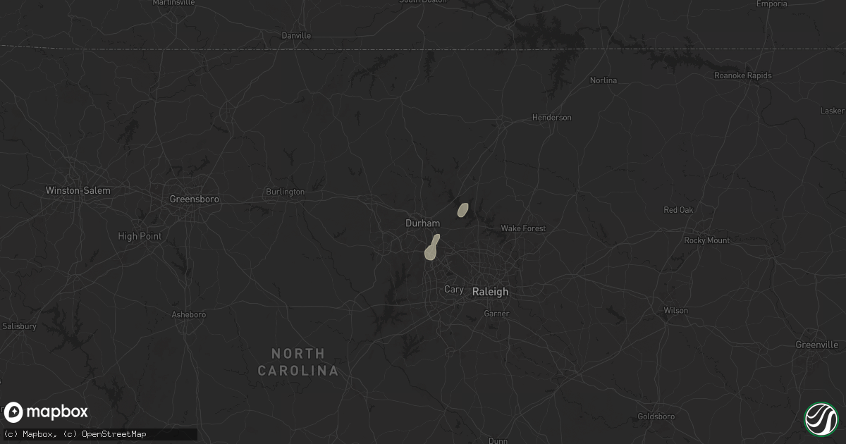 Hail map in Durham, NC on May 5, 2025
