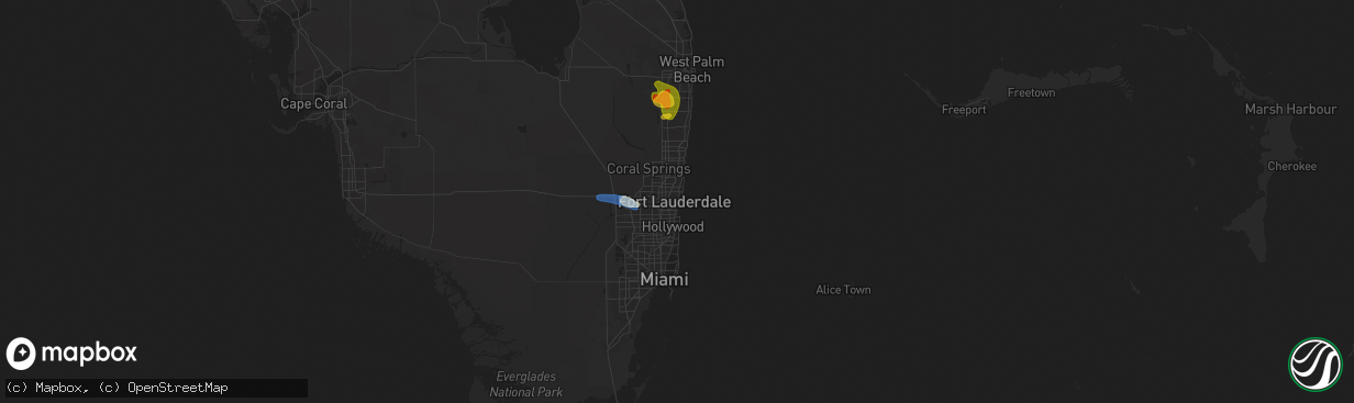 Hail map in Fort Lauderdale, FL on May 5, 2025