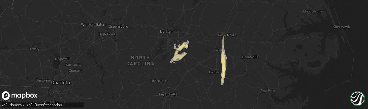 Hail map in Garner, NC on May 5, 2025