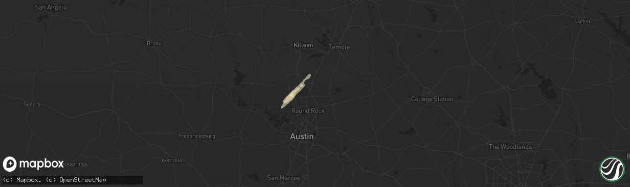 Hail map in Georgetown, TX on May 5, 2025