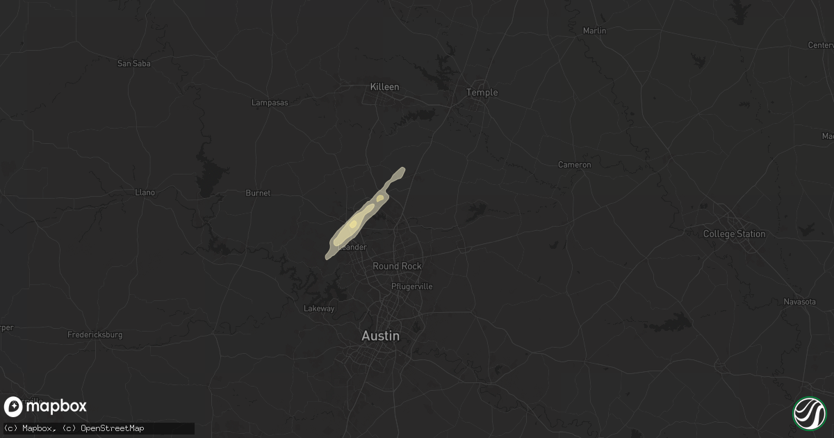 Hail map in Georgetown, TX on May 5, 2025