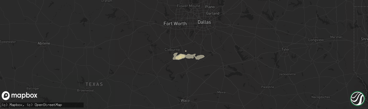 Hail map in Grandview, TX on May 5, 2025