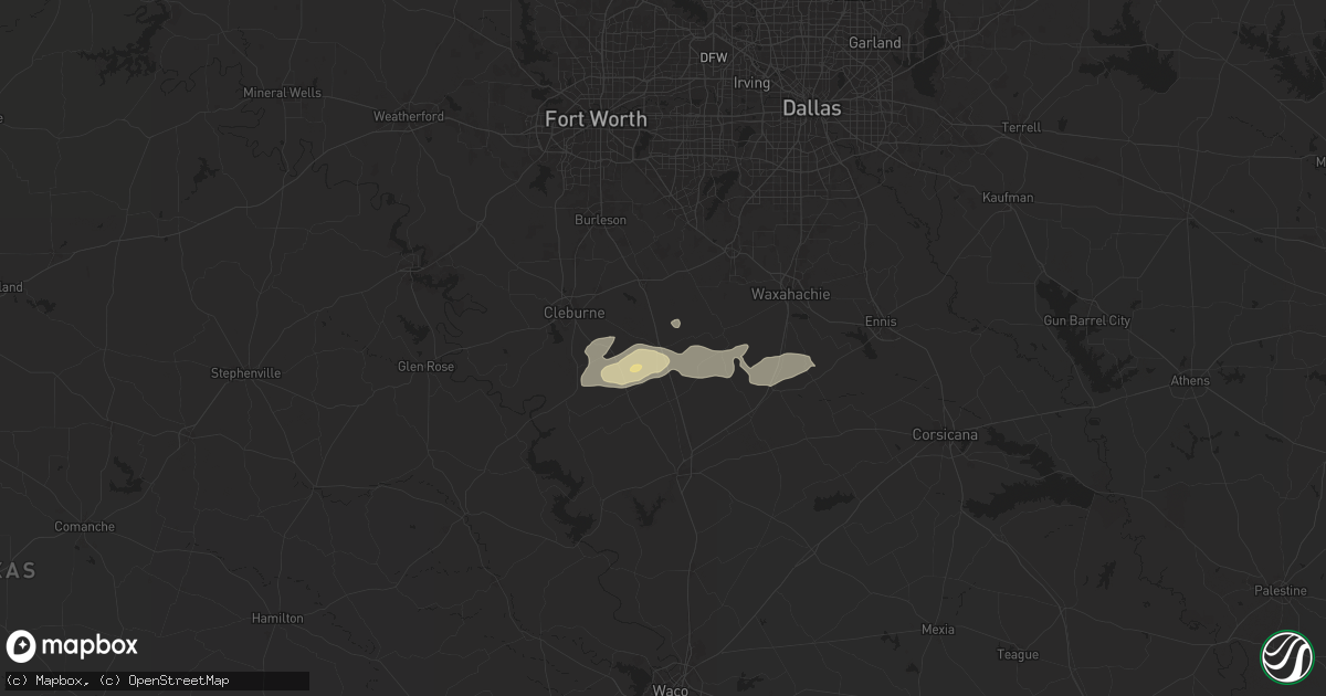Hail map in Grandview, TX on May 5, 2025