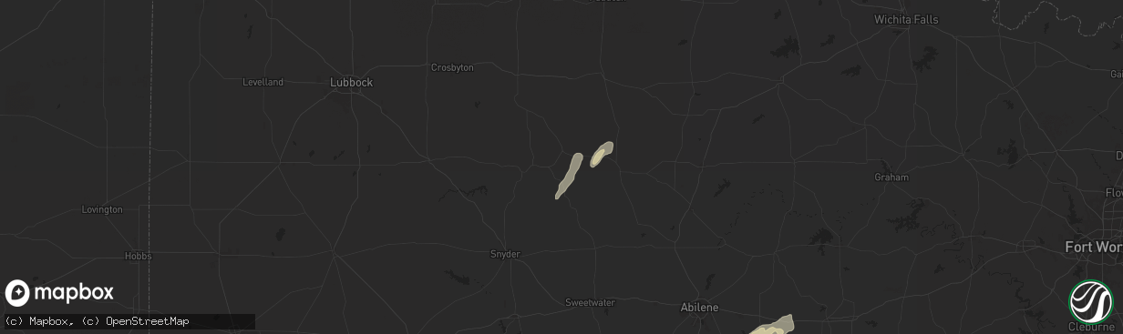 Hail map in Jayton, TX on May 5, 2025