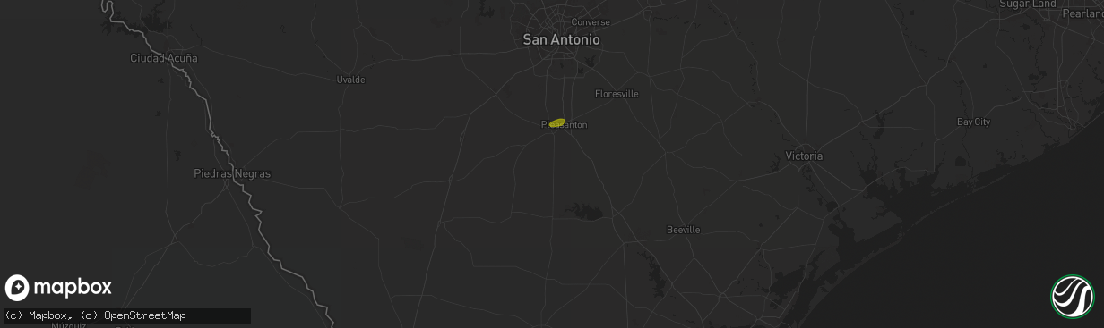 Hail map in Jourdanton, TX on May 5, 2025