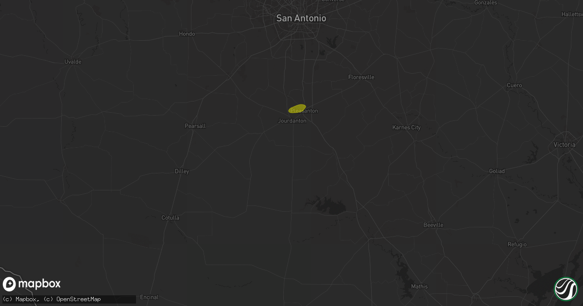 Hail map in Jourdanton, TX on May 5, 2025