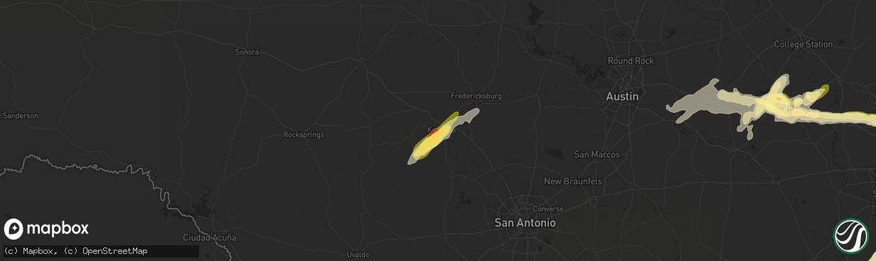 Hail map in Kerrville, TX on May 5, 2025