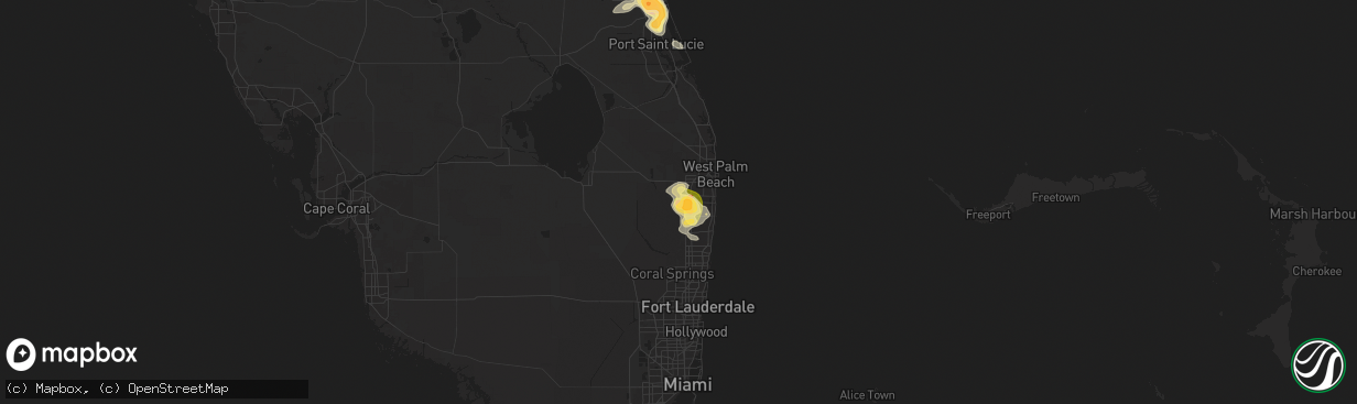 Hail map in Lake Worth, FL on May 5, 2025